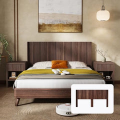 Anwick Boho King Size Headboard Only, 80.2'' Wide Wood Headboard King, Modern Farmhouse Head Board, Wall Mounted Headboards, Fluted Panel, Wingback Head Boards (Walnut, New)