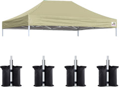 Eurmax USA Pop Up Canopy Replacement Canopy Tent Top Cover, Instant Canopy Top Cover ONLY,Bonus 4PC Pack Weight Bag (5x5, Black)