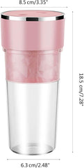 Portable Juicer Blender, Rechargeable Citrus Squeezer & Fruit Juicer, Multi-Functional Mixer, Personal Blender for Smoothies & Protein Shakes, Edible Grade Plastic (Pink)