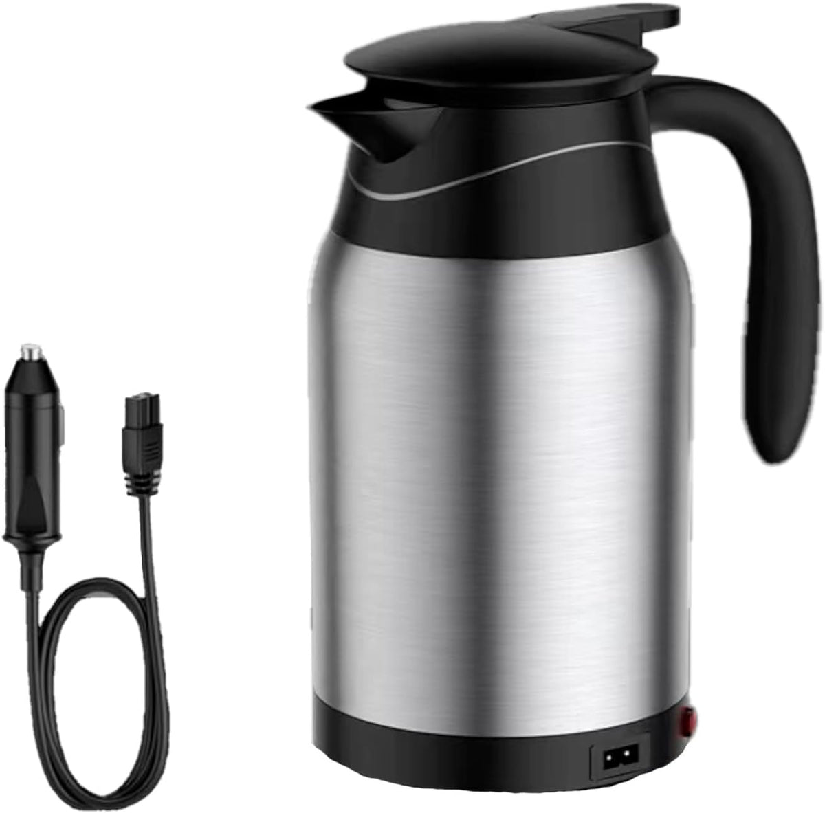 travel electric kettle 12V/24V Portable Water Boiler Heated Travel Mug，Car Electric Kettle，1000ml large capacity， 304 stainless steel，insulation and anti-scald (24V silver), NF-H5N-JR