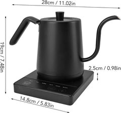 Jerliflyer Electric Gooseneck Kettle with 5 Temperature Control Presets, 800ml, 1000W, Stainless Steel Inner Lid Bottom(US 110V)