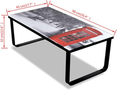 (Fast Delivery) Coffee Table,Minimalist Hallway Table,Coffee Table for Living Room Apartment Reception,Coffee Table with Piano Printing Glass Top