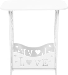 Alipis 2 Tiers End Table Open Storage Nightstand Wooden Bedside Side Table Bedroom Furniture for Home Office Bathroom White, 40.00X35.70X23.70CM