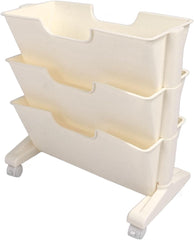 Yunseity Removable Bookcase, Saving Space Mobile Bookshelf Large Capacity Wide Application Easy Assembly 3 Tier for Dormitory for Libraries (White)