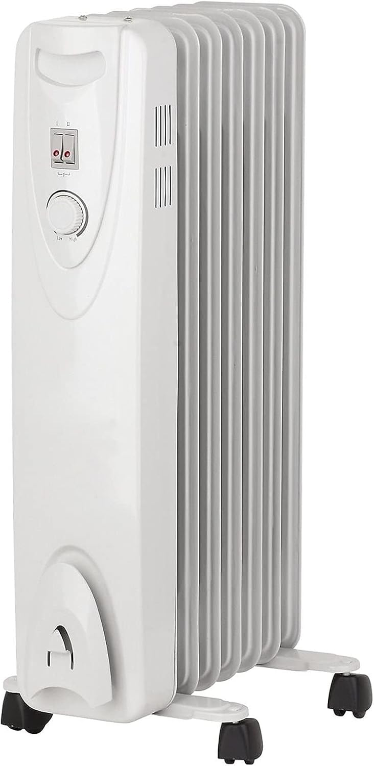 Optimus Portable 7 Fins Oil Filled Radiator Heater, Silver