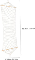 POPETPOP Bar Mesh Hammock Single Person Cotton Rope Outdoor Garden Swing Beige Comfortable Sturdy Hanging Bed for Camping and Backyard Relaxation
