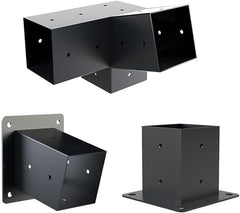 Pergola Bracket Kit, 4''x4''(Inner Size 3.5x3.5), 1/3-Way Corner Bracket Woodworks DIY Post Base Kit, 15° 3-Way Tilt Roof Gazebo Bracket Kit For Gazebos, Patio Pergolas, Log Cabin Outdoor(C)