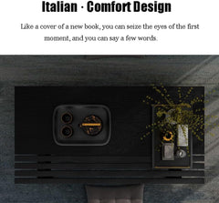 Modern Coffee Table, Italian Design, Dark Wood Top with Black Metal Frame, 25-inch Height