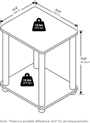 Furinno Modern Side Table, 2-Tier Square Top End Table with Open Shelf, Toolless Night Stand, Bedside Table, for Living Room, Bedroom, Grey Oak