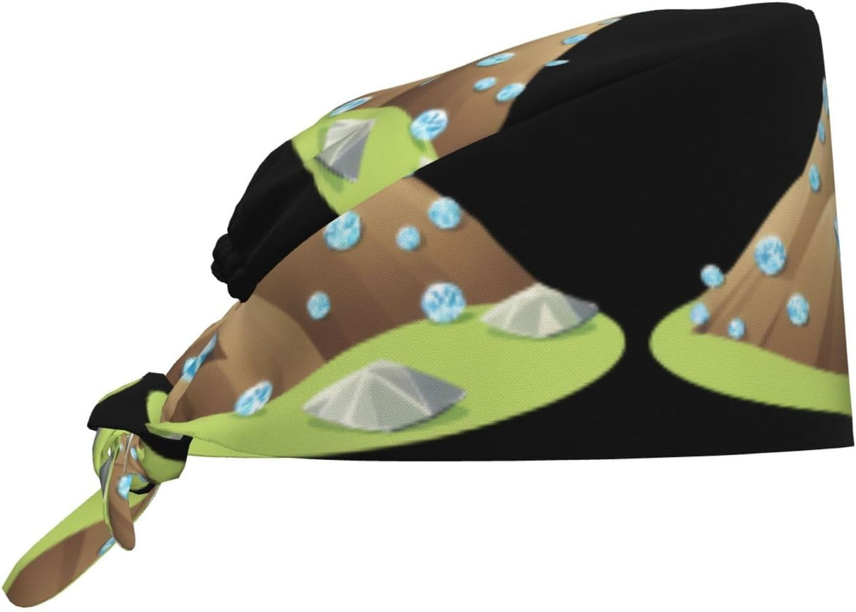 Cleaning Working Cap A Hill of Diamonds Printed Chef Hat for Women & Men, Adjustable, Breathable Black