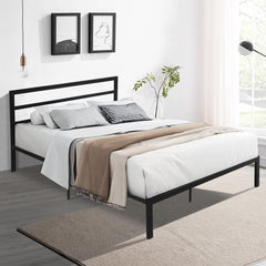 Queen Bed Frame with Headboard & Footboard, 12 Inch High Heavy Duty Metal Platform Bed Frame Queen Size No Box Spring Needed/Large Under Bed Storage Space/Anti-Slip/Noise-Free (Queen, Black)