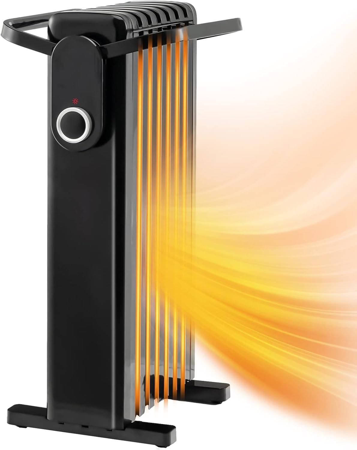 Tangkula 1500W Oil Filled Radiator Heater, Portable Electric Space Heater with 3 Heat Settings, Tip-Over & Double Overheat Protection, Portable Oil Heater with Hanging Racks for Indoor Use (Black)