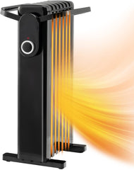 Tangkula 1500W Oil Filled Radiator Heater, Portable Electric Space Heater with 3 Heat Settings, Tip-Over & Double Overheat Protection, Portable Oil Heater with Hanging Racks for Indoor Use (Black)