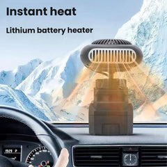 Battery Operated Space Heater Li Portable Heater for Car/Camping/Golf Cart, Anti-Tilt, Quiet, 10㎡ Defogging, Indoor/Office Use (F)