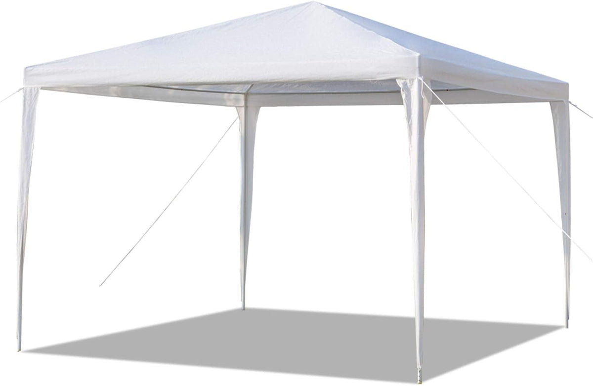 Canopy Tent 10x10 ft | Waterproof Gazebo with Spiral Tubes | Portable Outdoor Shelter for Camping, Beach, Parties, Parking | White