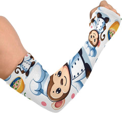 Cooling Arm Sleeves for Men Women UV Sun Protection Arm Covers Animal Monkey Chef Cartoon Compression Sleeves Sports Football Golf Cycling