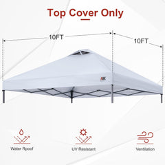 ABCCANOPY Replacement Canopy Top for Easy Pop up Canopy Tent 10x10, White