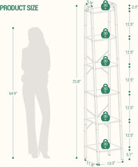 Ladder Shelf, Bookshelf Bookcase, Freestanding Corner Storage Shelve with 2 Hooks for Home Office, Living Room, Kitchen, Bedroom, Industrial, 5-Tier White BC03213W