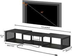 HOOBRO Floating TV Stand Wall Mounted with Power Outlet, Floating Entertainment Center for 65 inch TVs, Wall Mounted Entertainment Shelf with Storage, for Living Room, Bedroom, Black BB124UDS01
