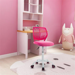 Pemberly Row Sponge Adjustable Mid Back Swivel Armless Office Chair in Pink