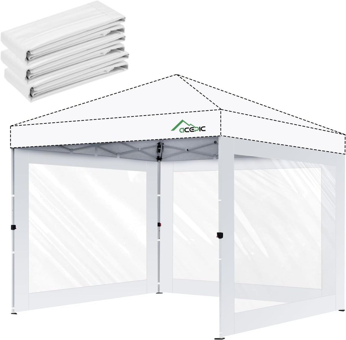 Clear Canopy Sidewalls for 10x10 Pop Up Tent, Transparent Window Curtain Cloth, 8 Mil PVC Enclosure Fabric with Zipper and Velcro, 3Pack Sidewalls Only