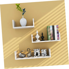 PRETYZOOM 1set Wall-Mounted Bookshelves Easy Installation Warm White Color for Living Room and Bedroom Decor Space-Saving Bookcase and Wall Partition Shelf