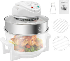 Countertop Air Fryer, 15.5 Quart 1200W Convection Oven, Multifunctional Glass Halogen Roaster Oven Cooker for Bake Grill Steam Roast Fry Defrost Crispy Food Fries