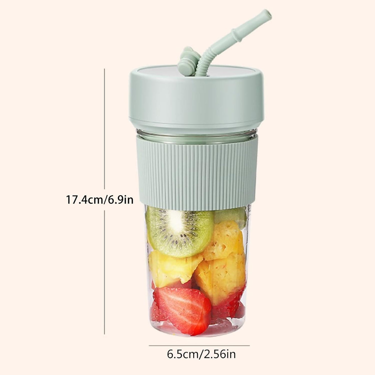 Small Portable Blender with Straw Electric Juicer Fruit Mixers Rechargeable Blender Small Juicer for Indoor Outdoor Portable Electric Juicer (Pink)