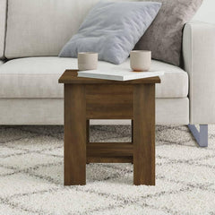 Small Coffee Table Square Smoked Oak Finish Engineered Wood Compact Center Table for Living Room Furniture Decor