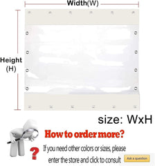 Outdoor White Clear Tarp Curtains, PVC Waterproof Tarpaulin, 0.35mm Weatherproof Transparent Tarpaulin Side Panels with Grommets, for Pergola Patio Porch Gazebo