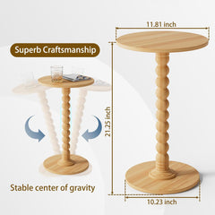 Drink Table, Drink Tables for Small Spaces, Modern Accent Nightstand with Solid Wood Leg for Living Room, Bedroom, Bathroom (1, Rustic Walnut)