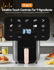 3.6Quart Small Air Fryer, Knob Control Easy to Adjustable Temperature & Time, Quiet, Nonstick & Dishwasher Safe, Ready for Busy Morning and Evening, for Air Frying Bread, Frozen Food, Seafood