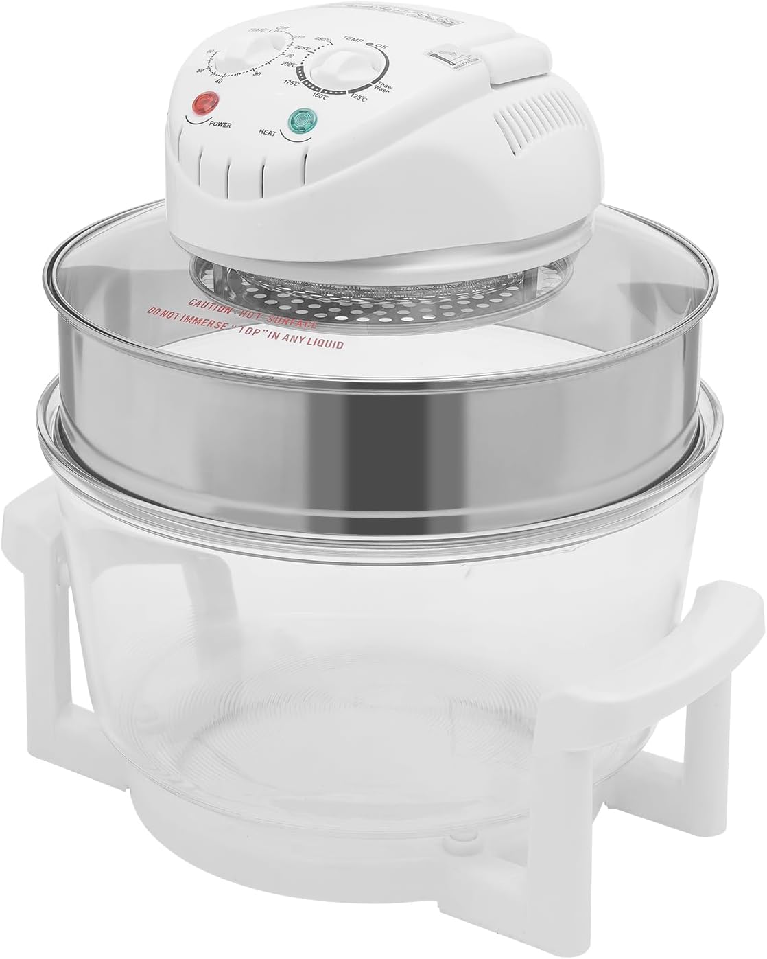 Turbo Air Fryer with 360° Viewable Glass, Mechanical Knob Controls & Expansion Ring – 1200W 16QT Large Capacity for Family, Grills Included