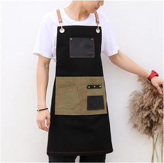 Aprons Adjustable bib Aprons Canvas Apron Household Kitchen Cooking Men Women Barista Grilling Restaurant Painting Work Aprons Light Grey Painter's Overalls