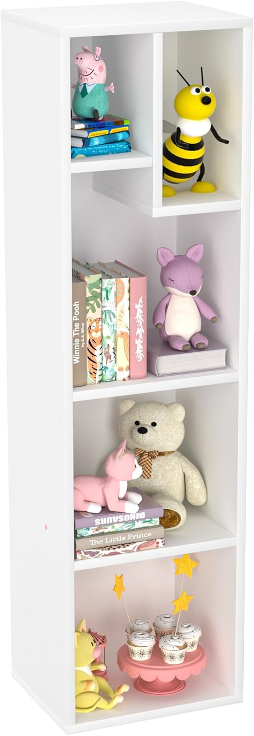 VECELO 3-Tier Small Bookcase, 4 Cube Bookshelf, Fits Tallest Hardwares, Modern Floor Standing Unit, Shelf Hold Up to 66 LBS for Living Room Bedroom, Black