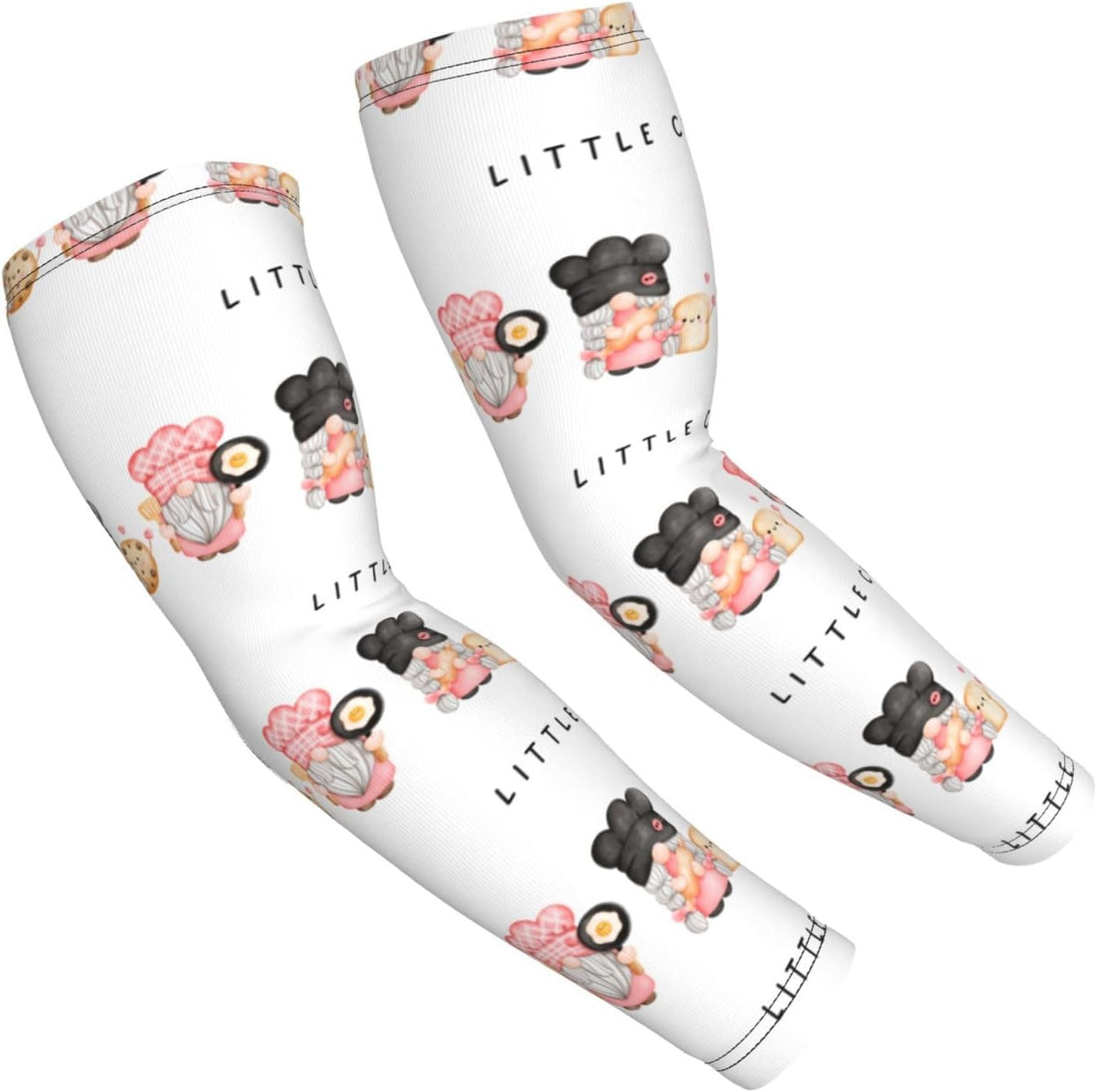 Little Chef Gnome,Baker Gnome1 Arm Sleeves for Men Women UV Moisture Wicking Sports Gardening Sleeves for Baseball Volleyball Cycling Golf Running