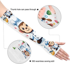 Cooling Arm Sleeves for Men Women UV Sun Protection Arm Covers Animal Monkey Chef Cartoon Compression Sleeves Sports Football Golf Cycling