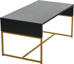 Household Essentials Wrap Rectangular Coffee Table Ashwood Rustic Wood Grain and Black Metal