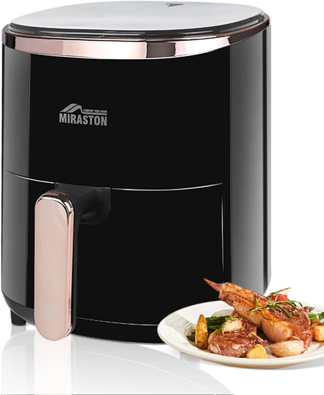 3.6Quart Small Air Fryer, Knob Control Easy to Adjustable Temperature & Time, Quiet, Nonstick & Dishwasher Safe, Ready for Busy Morning and Evening, for Air Frying Bread, Frozen Food, Seafood