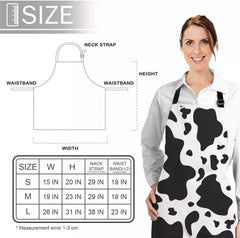 Black and White Graffiti Cow Spot Printed Kitchen Aprons Cleaning Tool Female Cooking Baking Bib