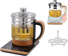Glass electric kettle, smart electric kettle, kettle with tea strainer, ideal choice for tea lovers (White)