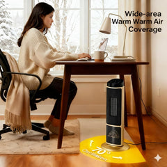 Space Heater Sandy Gold 1500W Portable Electric Tower Heater with Adjustable Thermostat Programmable Thermostat & ECO Mode Overheating and Tip-Over Protection Electric Heaters for Indoor Use