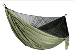 Hammock. Portable Travel Outdoor Camping Hammock Hanging Sleeping Swing Bed with Mosquito Net .Hammocks for Outside(Dark and Light Green)