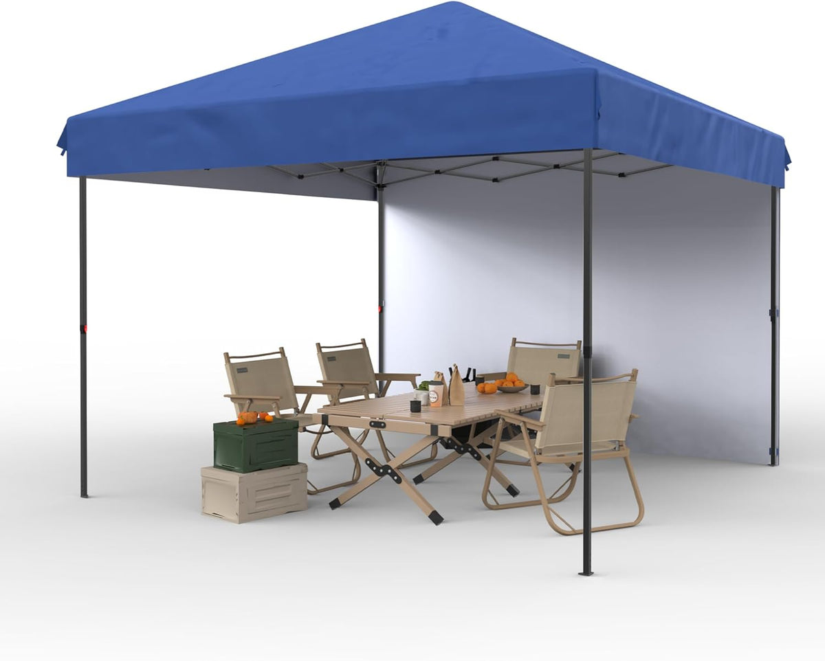 Garvee 10x10 Pop Up Canopy Tent Outdoor Canopy One-Person Set Up Heavy Duty Commercial Instant Tent Shelter, 1-Sidewall+Blue