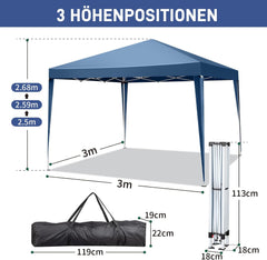 Vasitelan 10x10ft Pop Up Canopy Outdoor Portable Folding Instant Lightweight Gazebo Shade Tent w/Adjustable Height, Carrying Bag (Blue 1)