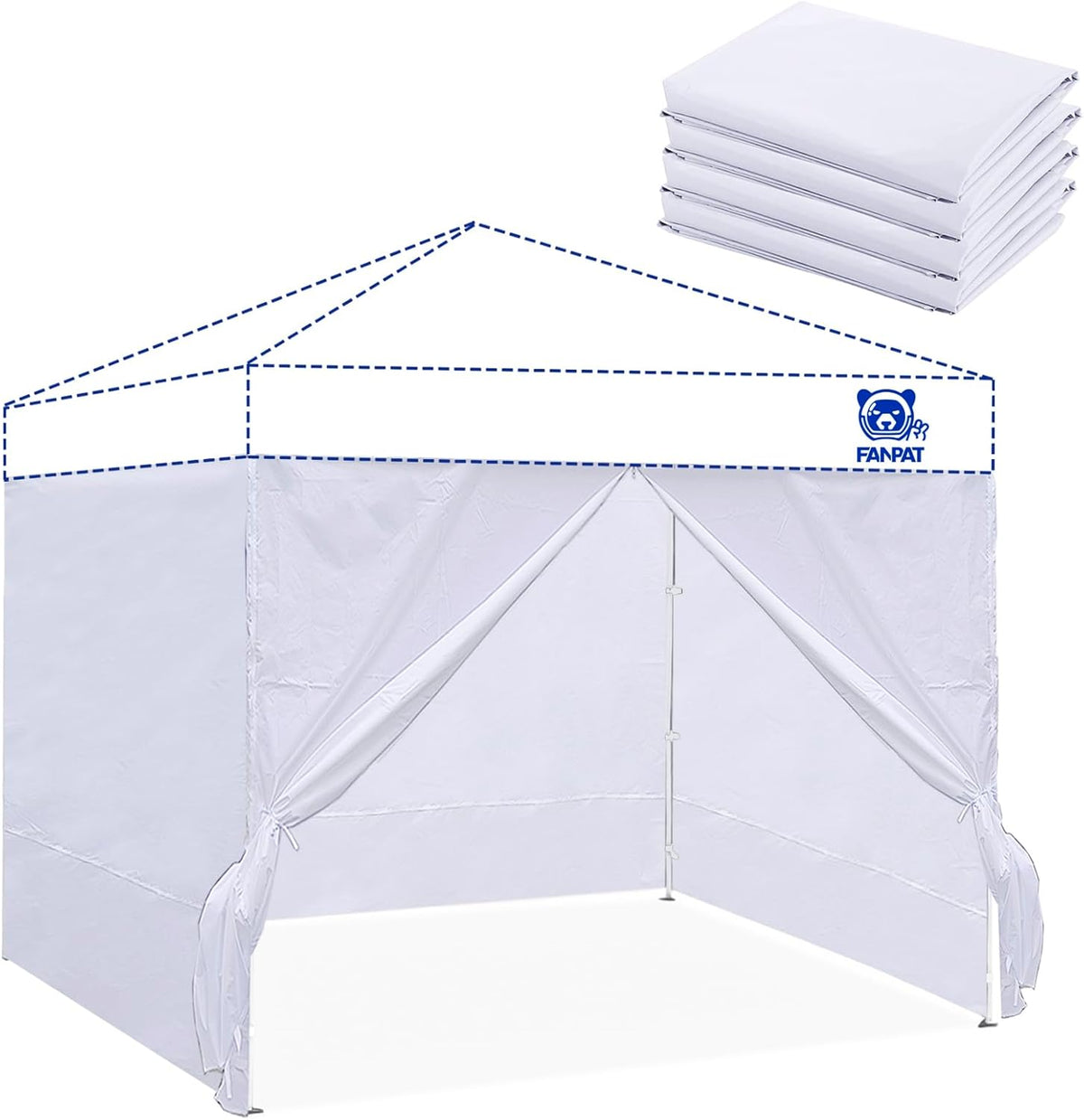 Instant Canopy Tent Sidewalls for 10x10 Pop Up Canopy 210D Waterproof,4 Piece Sidewalls, with Doors,White(4PCS Sidewalls Only, Canopy Tent NOT Included)