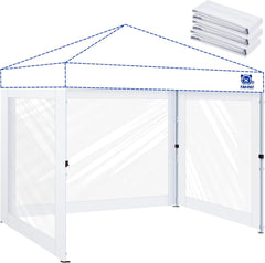 3Pcs Clear Canopy Sidewalls for 10x10 Pop Up Tent, Transparent Window Curtain Cloth, 8 Mil PVC Enclosure Fabric with Zipper and Velcro, Sidewalls Only (White)