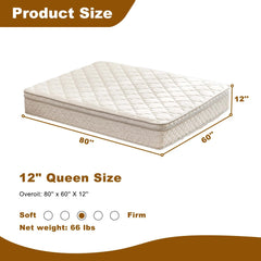 King Size Mattress,12 Inch Hybrid King Mattress in a Box with Memory Foam and Pocket Spring for Pressure Relief & Comfort Sleep & Zoned Support, Medium Firm (King Size)