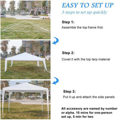 Outdoor Canopy 10x10 ft Tent Heavy Duty Gazebo Pavilion Tent for Party Wedding Events Beach BBQ,White