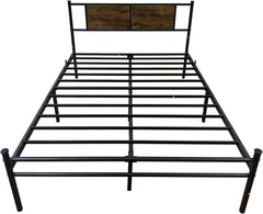 King Size Bed Frames Metal Platform Bed with Wood Headboard/Metal Slats Support/Under Bed Storage,No Box Spring Needed,Easy Assembly (Black, King)